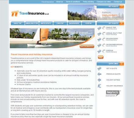 travelinsurance.co.uk screenshot